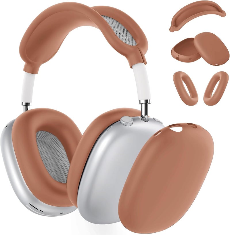 MINDRESY Silicone Case Cover for AirPods Max Headphones, Ear Pad Case Cover/Ear Cups Cover/Headband Cover for AirPods Max (USB-C/Lightning)(2024/2020),Accessories Silicone Protector for Apple AirPod Max, Dune - Image 1